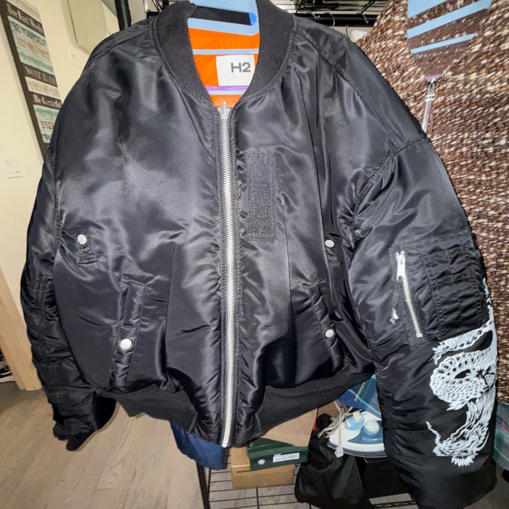 Nwot- H2 Heron Preston x H&M Reversible Jacket with Dragon Embroidery- Sz Large